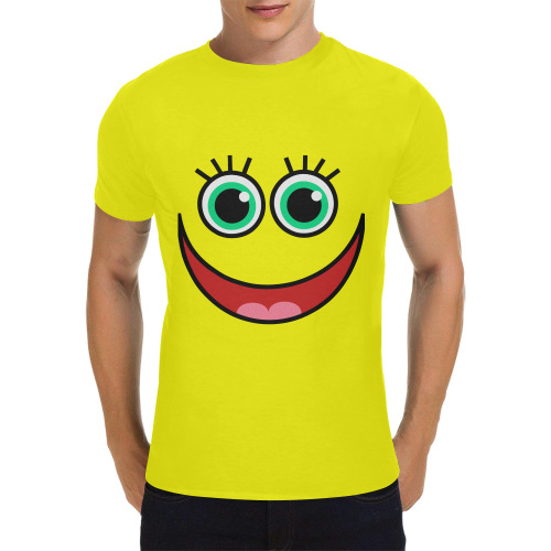 Don’t Worry Be Happy Cartoon Face Men's T-Shirt in USA Size (Front Printing Only)