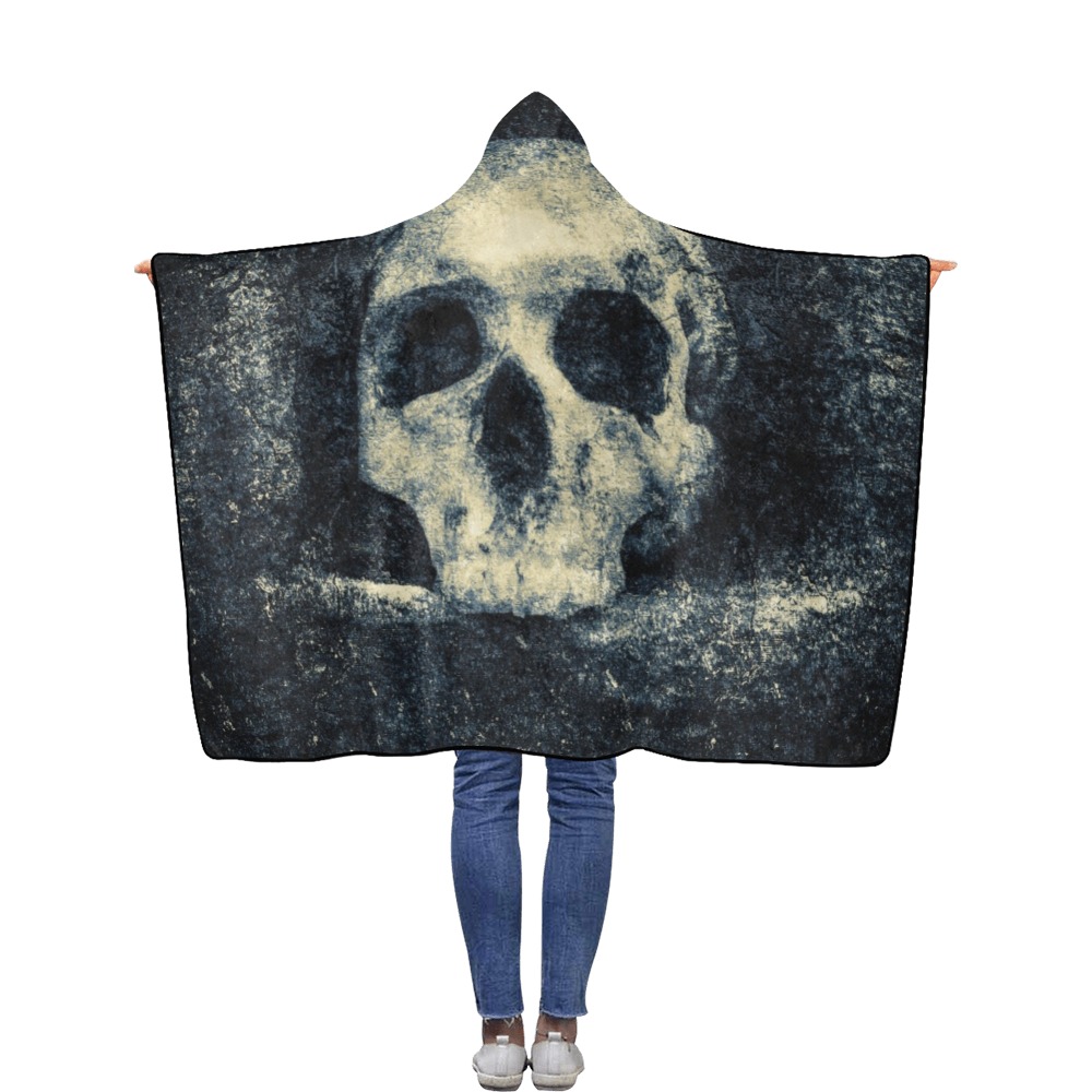Man Skull In A Savage Temple Halloween Horror Flannel Hooded Blanket 40''x50''
