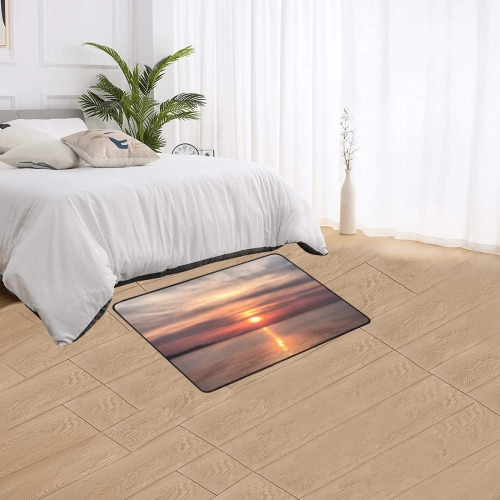 Pink Amber Sunset Collection Area Rug with Black Binding 2'7"x 1'8‘’