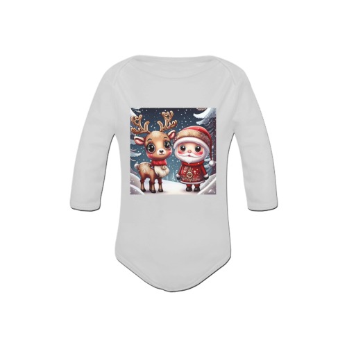 Santa and Reindeer Baby Powder Organic Long Sleeve One Piece (Model T27)
