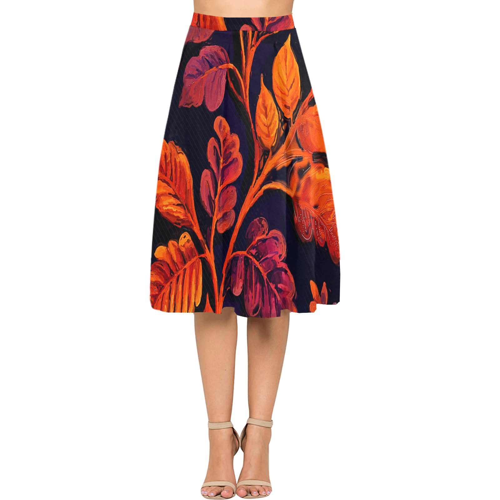 flowers botanic art (10) skirt fashion Mnemosyne Women's Crepe Skirt (Model D16)
