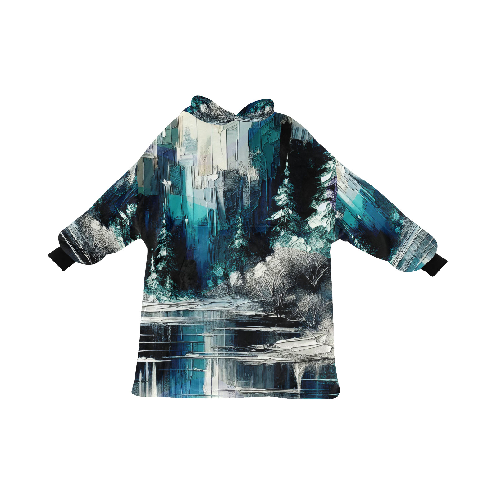 Painted City Winter Scene 1006 Blanket Hoodie for Men