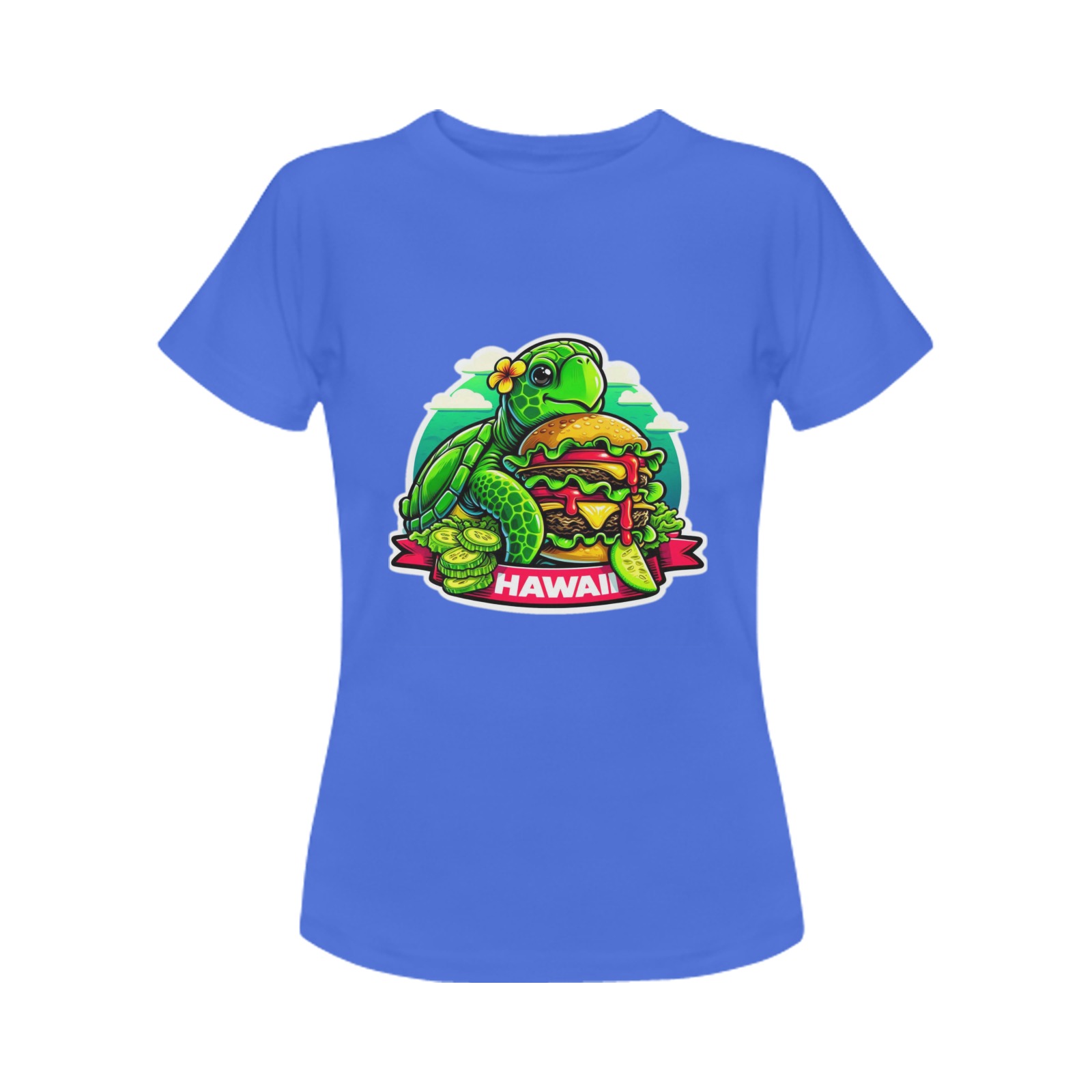 GREEN SEA TURTLE EATING BURGER 2 Women's T-Shirt in USA Size (Two Sides Printing)