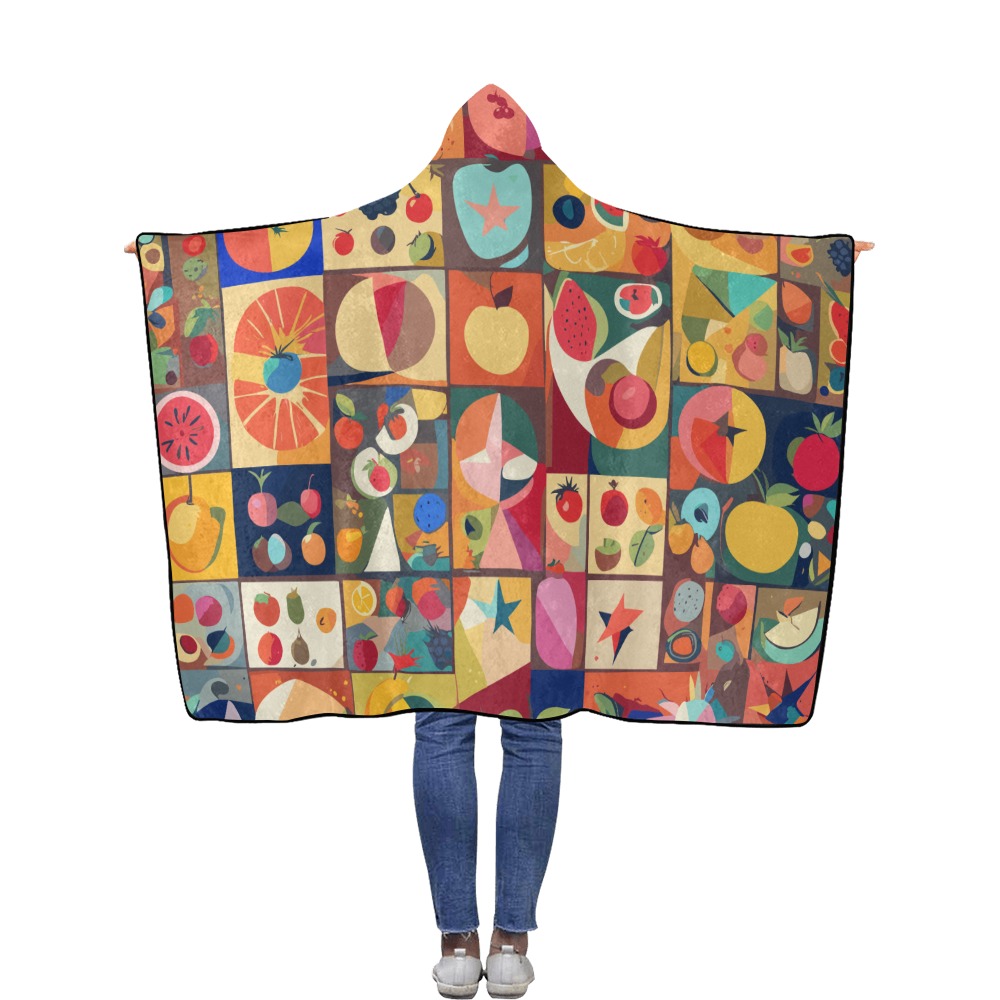 Funny pop art of colorful fantasy fruits. Flannel Hooded Blanket 50''x60''