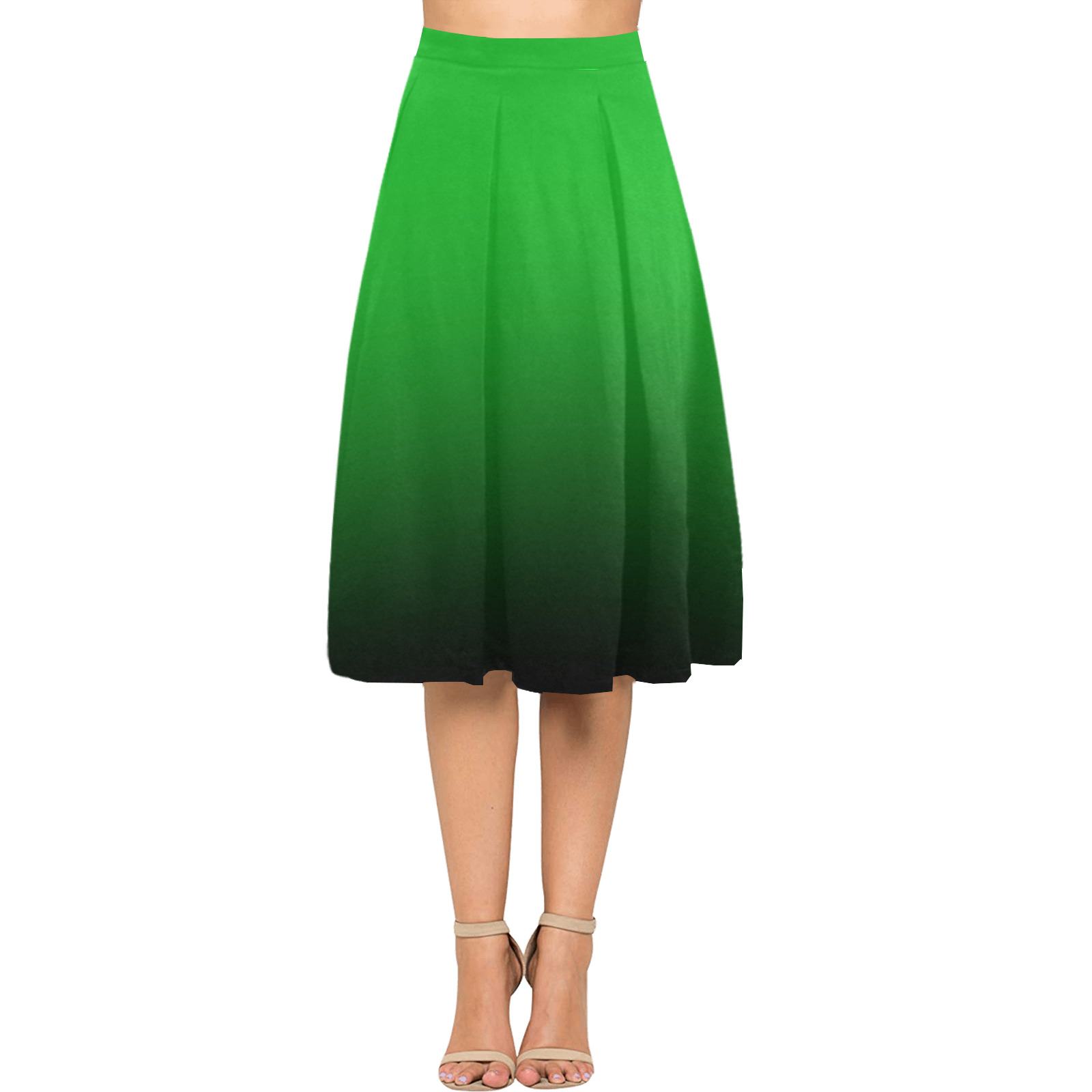 PENDENZA Green Mnemosyne Women's Crepe Skirt (Model D16)