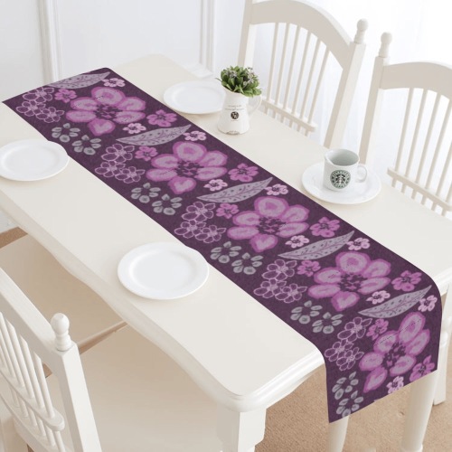 Unique Purple Floral Pattern Table Runner 14x72 inch