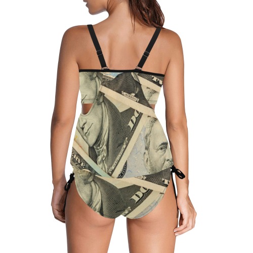 US PAPER CURRENCY Cover Belly Tankini Swimsuit (Model S25)