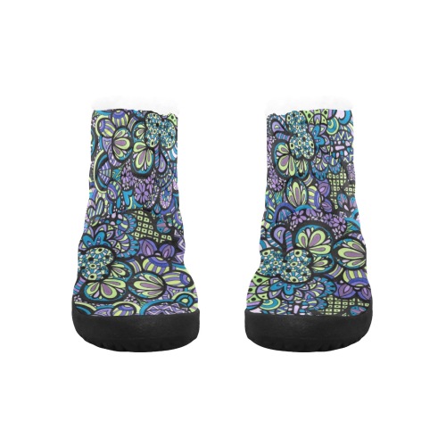 Scrambled Peacock Eggs Women's Cotton-Padded Shoes (Model 19291)
