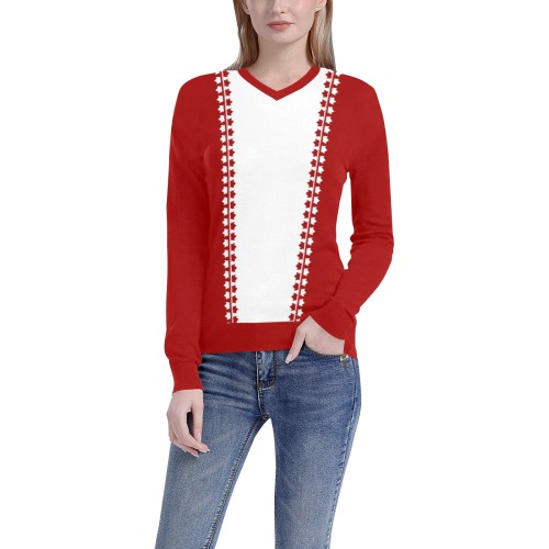 Classic Canada Souvenir Women's All Over Print V-Neck Sweater (Model H48)
