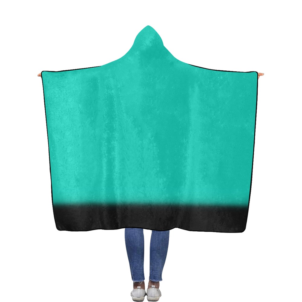 Teal Ombre Flannel Hooded Blanket 56''x80''