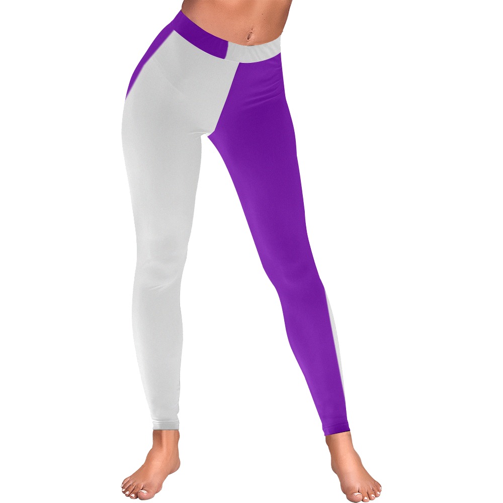 purplegreyhalf2 Women's Low Rise Leggings (Invisible Stitch) (Model L05)