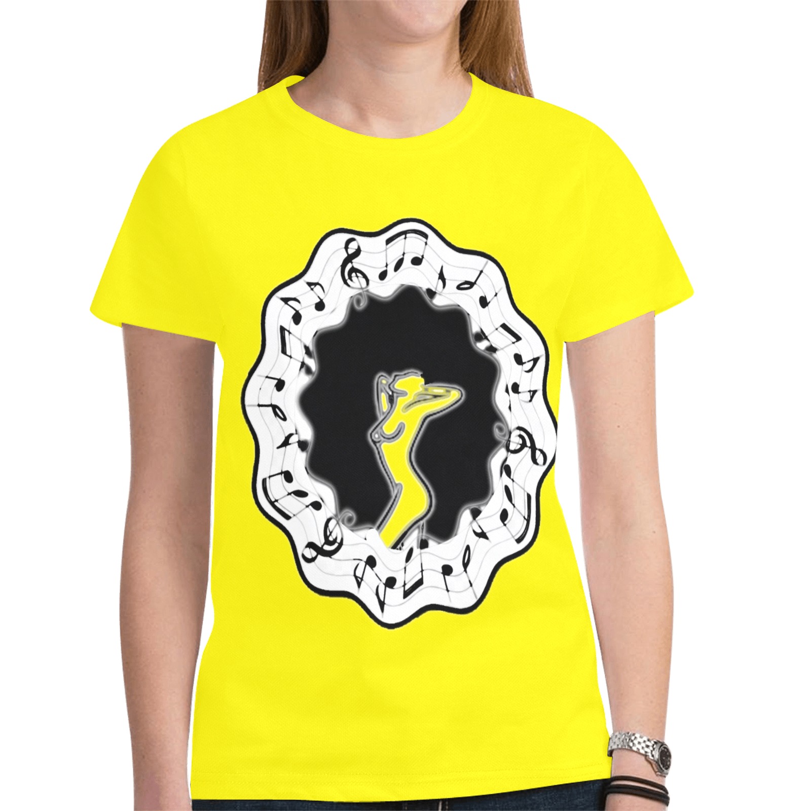 yellow New All Over Print T-shirt for Women (Model T45)