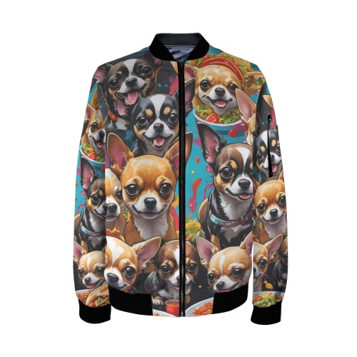 CHIHUAHUAS EATING MEXICAN FOOD 2 Men's Bomber Jacket (Model H65)