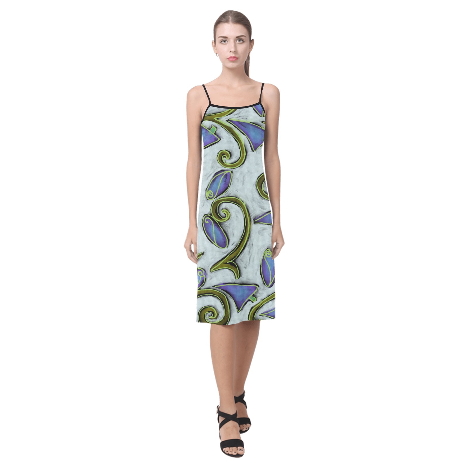 Funky Flowers Abstract Art to Wear Alcestis Slip Dress (Model D05)