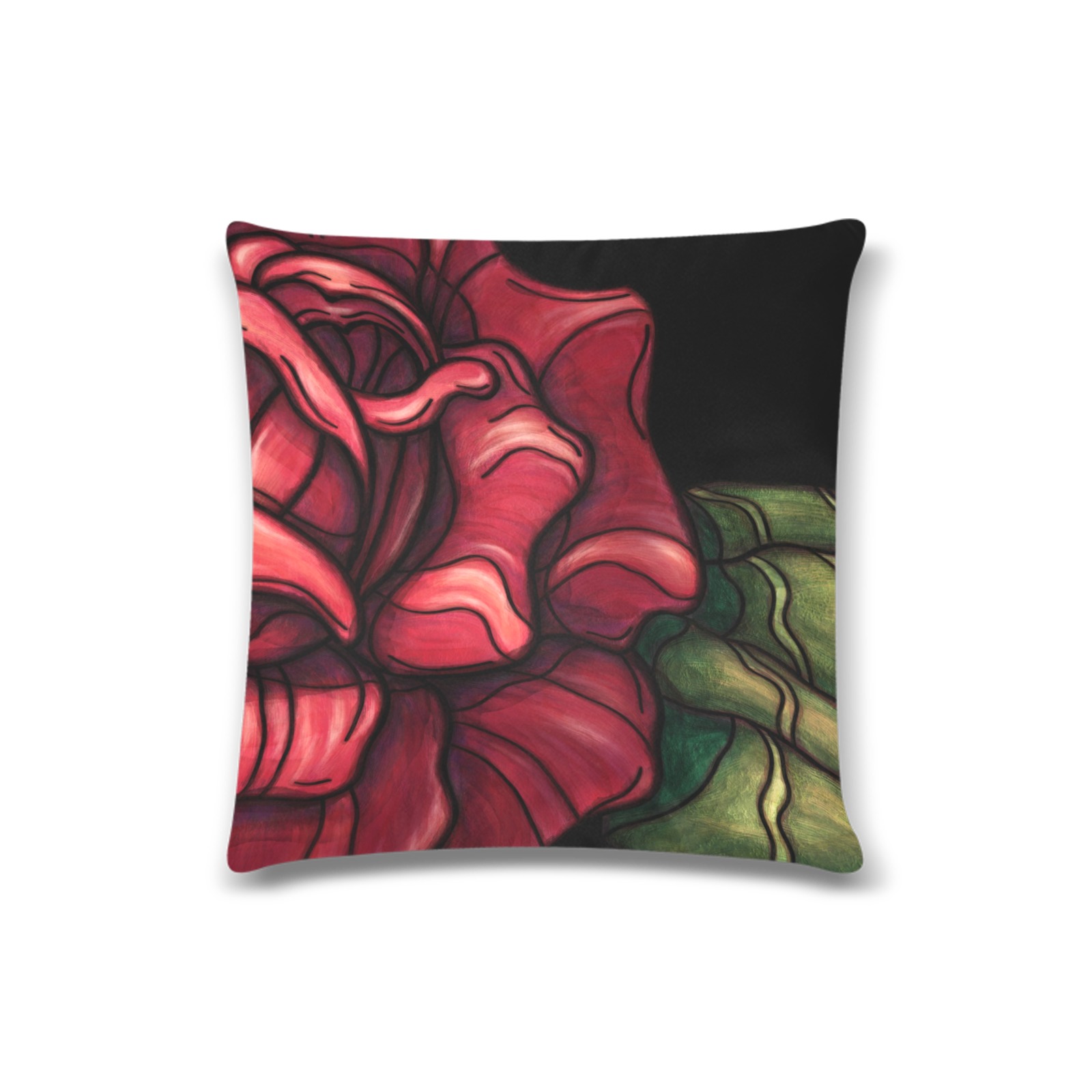 red rose mirrored Custom Zippered Pillow Case 16"x16"(Twin Sides)