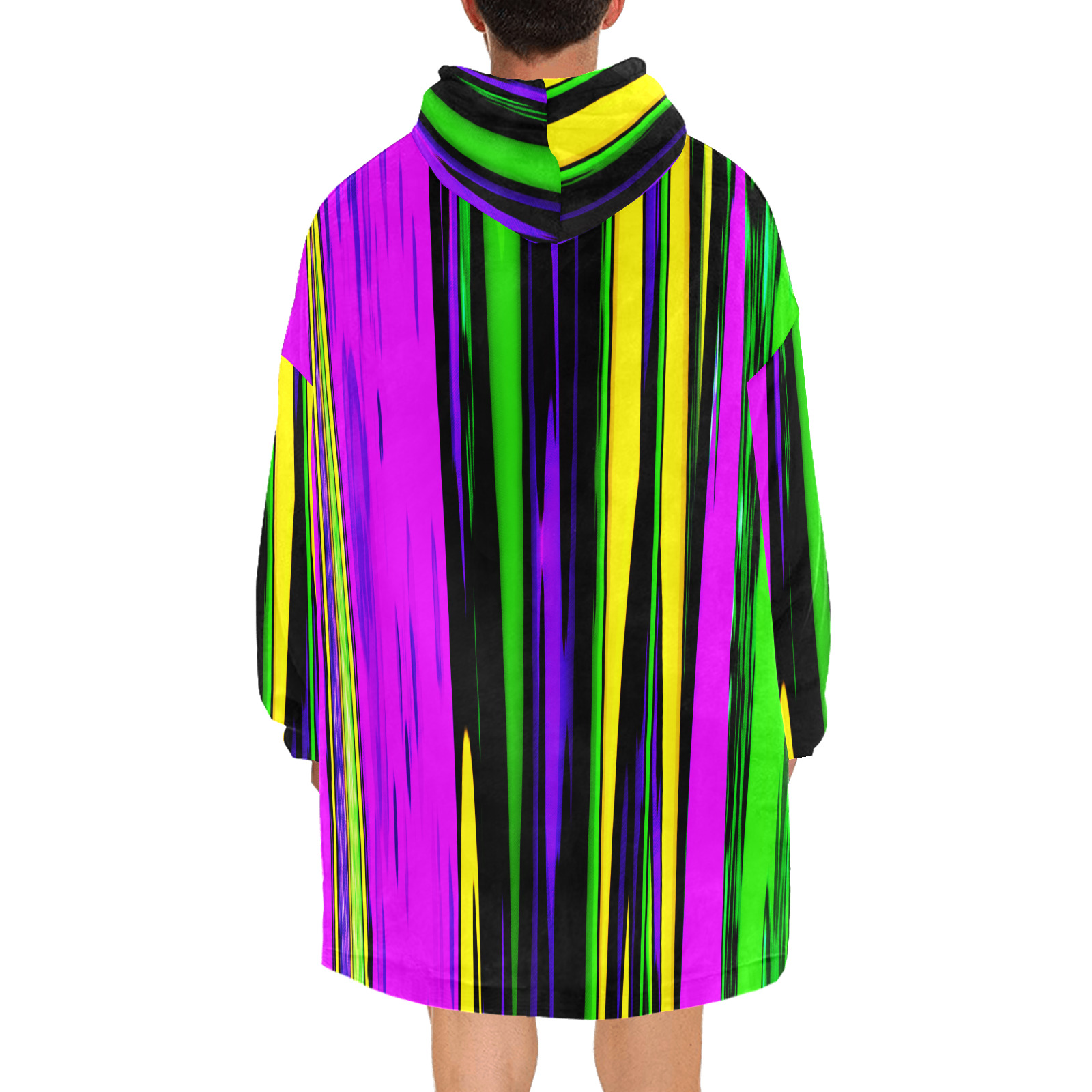 Mardi Gras Stripes Blanket Hoodie for Men