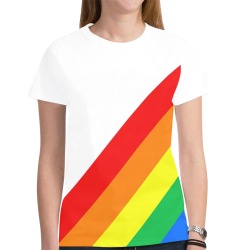 Diagonal Rainbow Pride Stripes New All Over Print T-shirt for Women (Model T45)