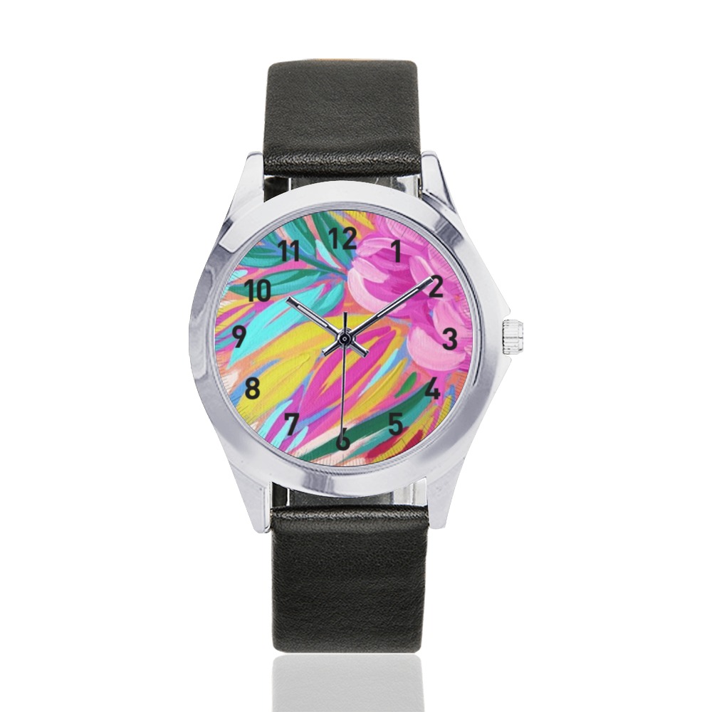 bb g5y55 Unisex Silver-Tone Round Leather Watch (Model 216)