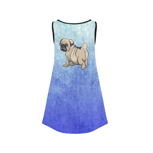 Pug Dress For Kids Girls' Sleeveless Dress (Model D58)