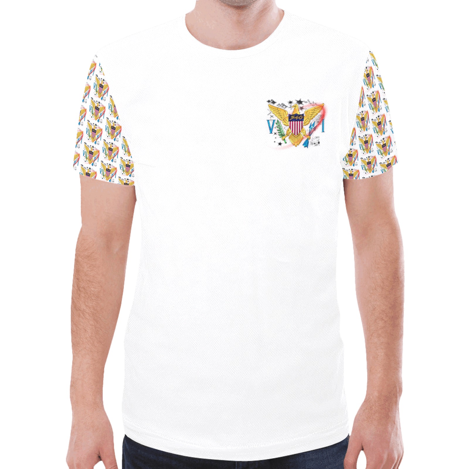 TRENDY LIONESS COUTURE VI FLAG WHITE TEE REMIX New All Over Print T-shirt for Men (Model T45)