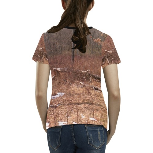 Falling tree in the woods All Over Print T-Shirt for Women (USA Size) (Model T40)