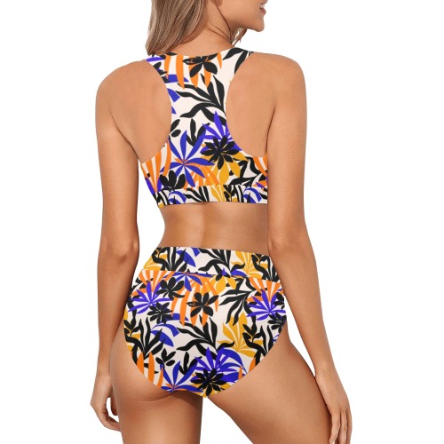 Tropical color ASF 01 Crop Top Bikini Set (Model S21)