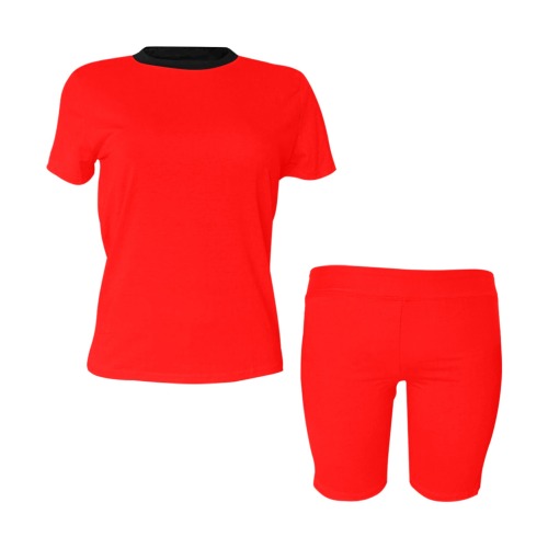 Merry Christmas Red Solid Color Women's Short Yoga Set