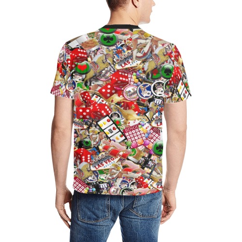 Las Vegas Gamblers Delight Men's All Over Print T-Shirt (Solid Color Neck) (Model T63)