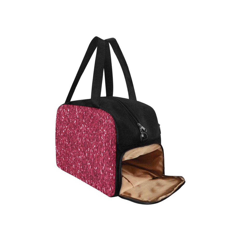 Magenta dark pink red faux sparkles glitter Fitness Handbag (Model 1671)