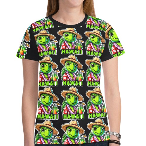GREEN SEA TURTLE-HAWAII 3 New All Over Print T-shirt for Women (Model T45)