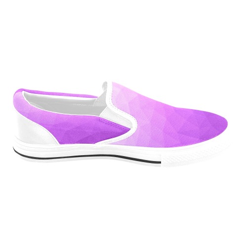 Purple gradient geometric mesh pattern Women's Slip-on Canvas Shoes (Model 019)