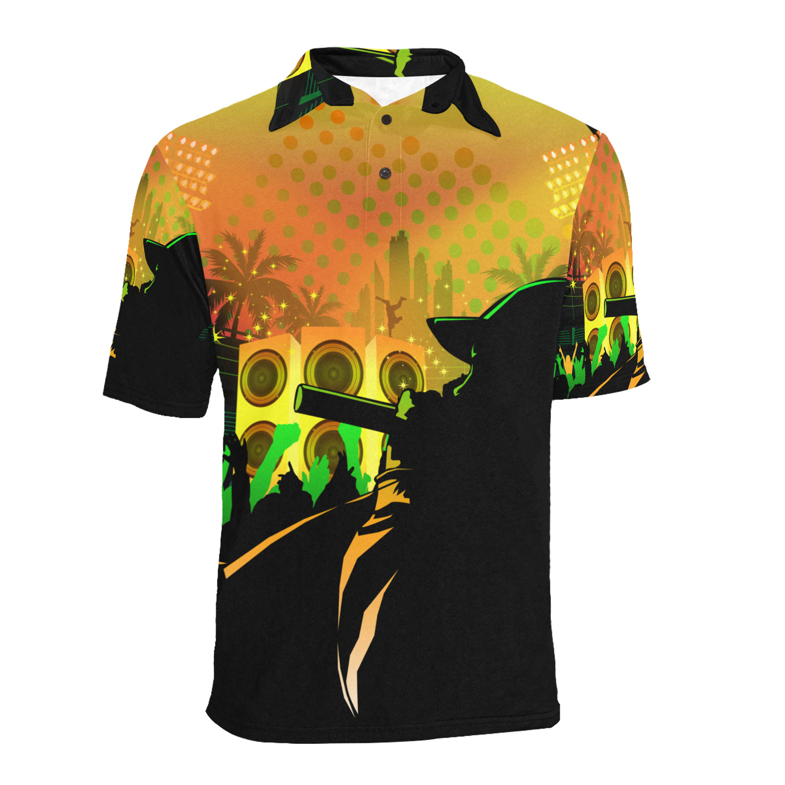 Rock The Crowd Men's All Over Print Polo Shirt (Model T55)