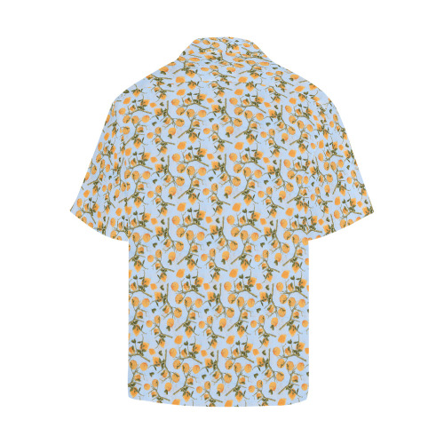 Lemons on blue_ dense pattern Hawaiian Shirt (Model T58)