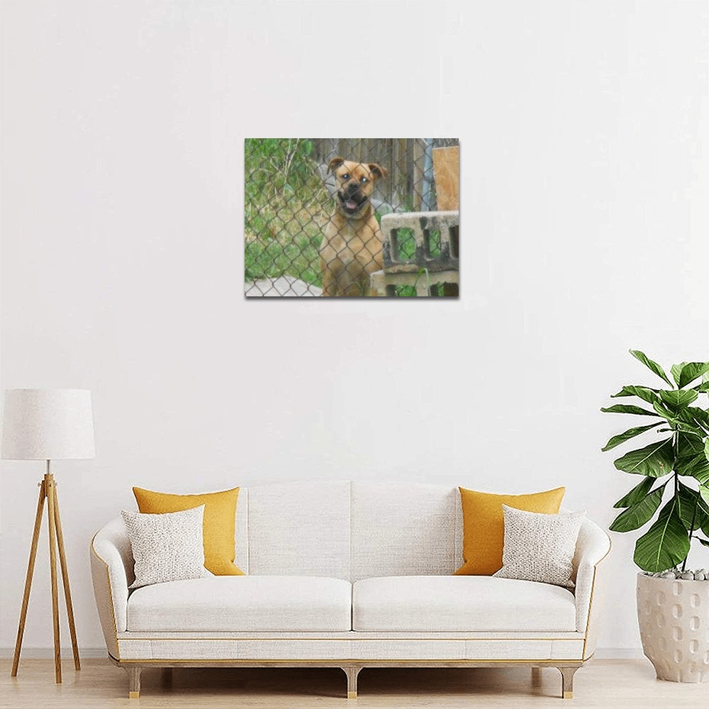 A Smiling Dog Canvas Print 14"x11"