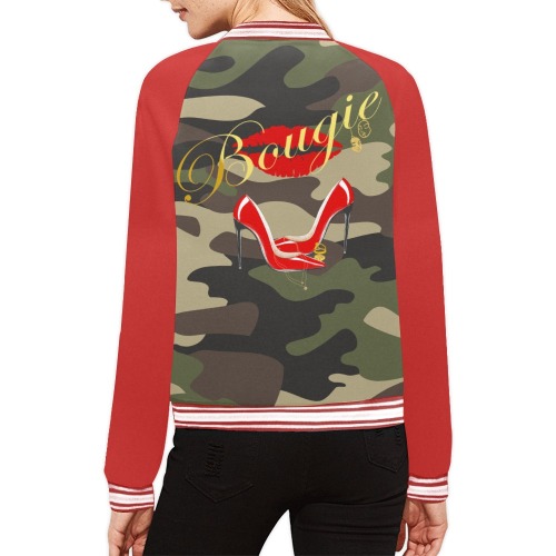 Bougie red All Over Print Bomber Jacket for Women (Model H21)