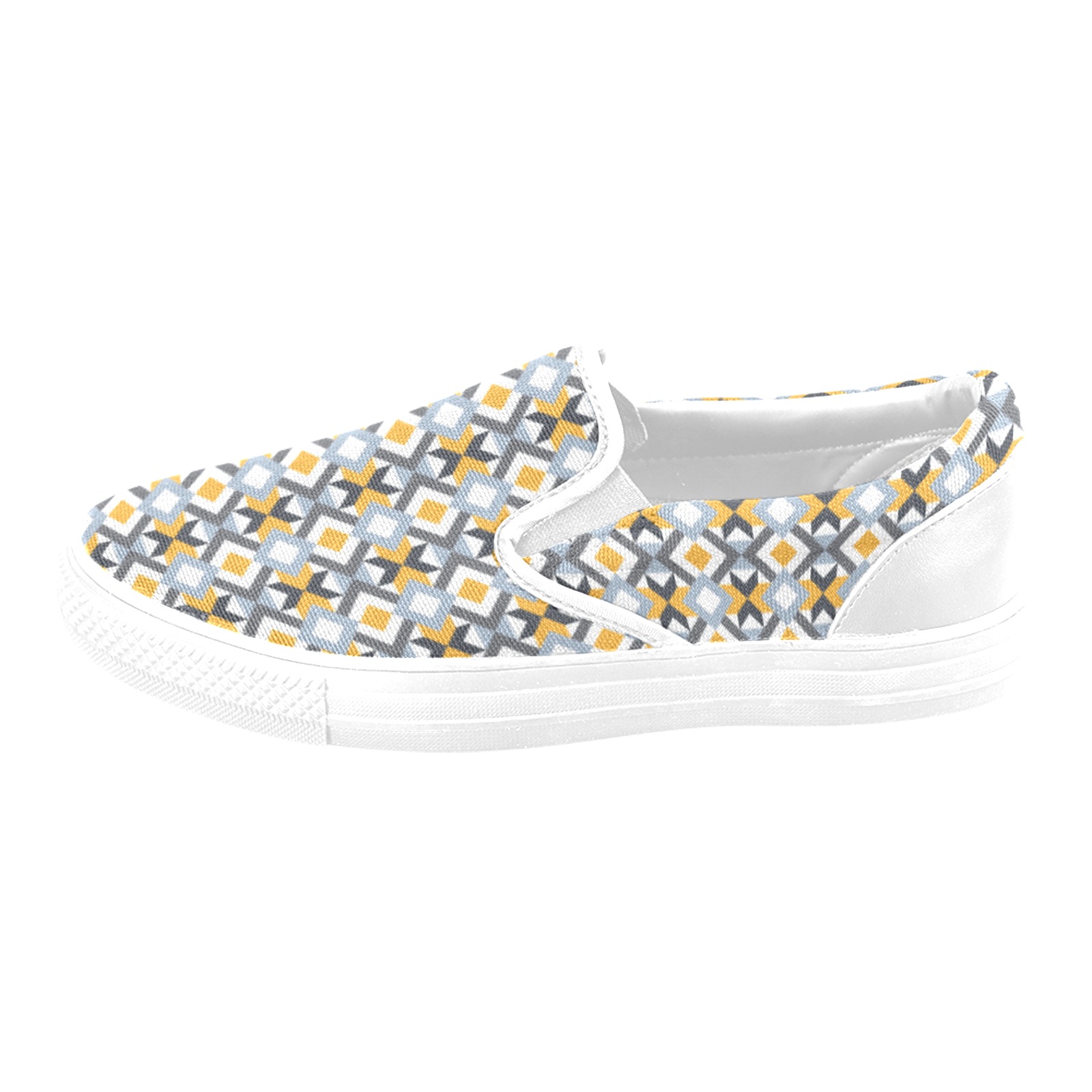 Retro Angles Abstract Geometric Pattern Women's Unusual Slip-on Canvas Shoes (Model 019)