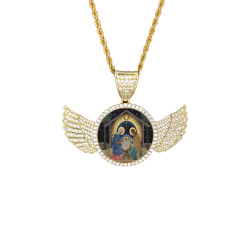 Merry christmas! Wings Gold Photo Pendant with Rope Chain