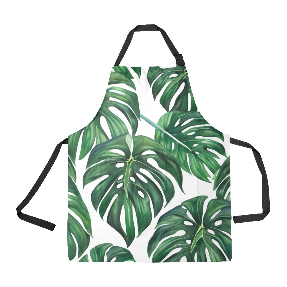 Monstera Leaves Pattern All Over Print Apron