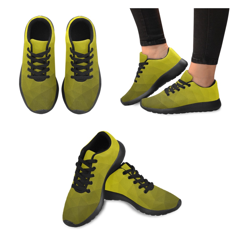 Yellow gradient geometric mesh pattern Women’s Running Shoes (Model 020)