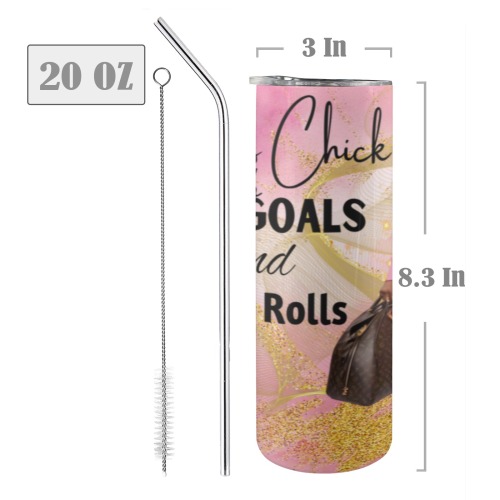 Boss Chick with goals 20oz Tall Skinny Tumbler with Lid and Straw