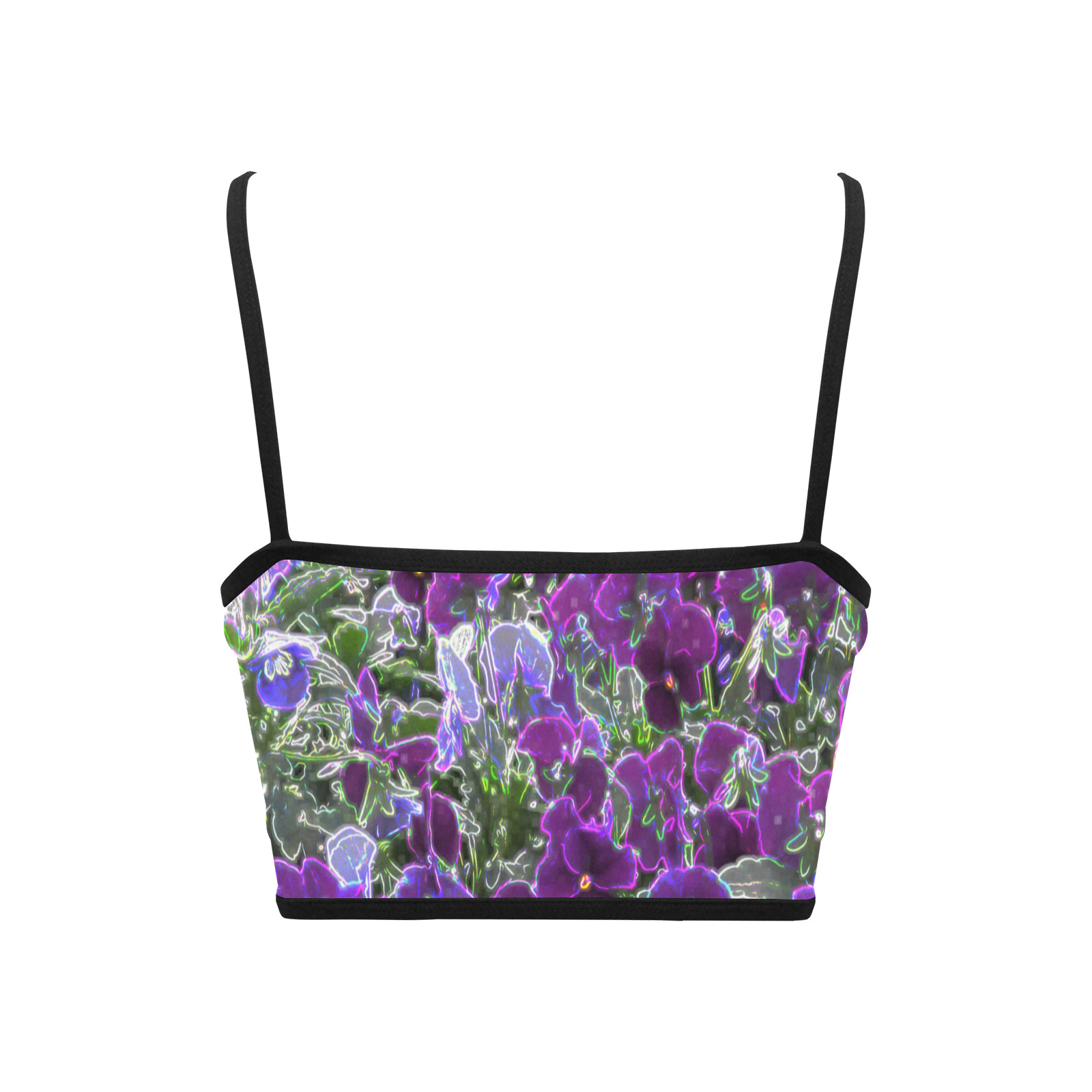 Field Of Purple Flowers 8420 Women's Spaghetti Strap Crop Top (Model T67)