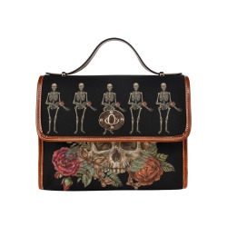 Skeletons Satchel Handbag Waterproof Canvas Bag-Brown (All Over Print) (Model 1641)