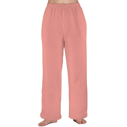 Burnt Coral Women's Coral Fleece Pajama Trousers (Model L76)
