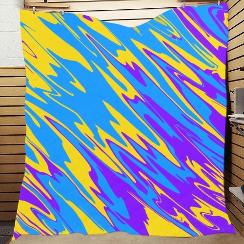 Spray Paint Yellow Blue Purple Quilt 70"x80"