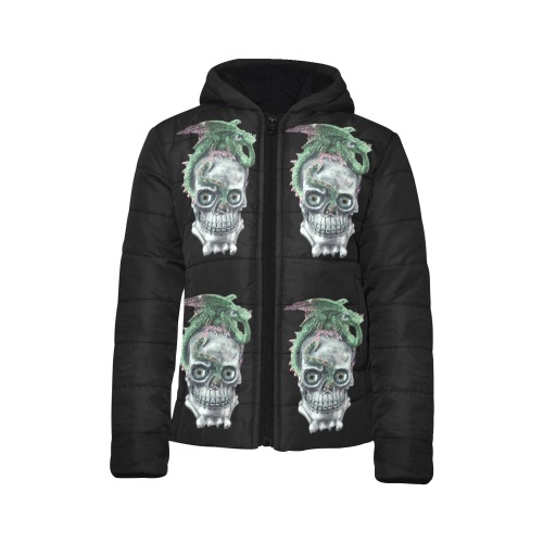 skull 4 Kids' Padded Hooded Jacket (Model H45)