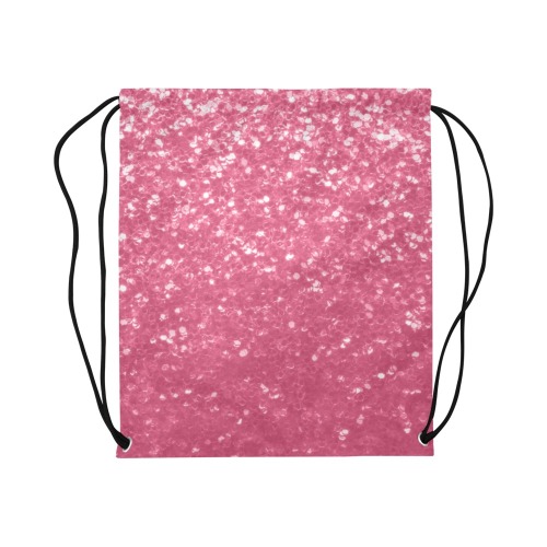 Magenta light pink red faux sparkles glitter Large Drawstring Bag Model 1604 (Twin Sides)  16.5"(W) * 19.3"(H)