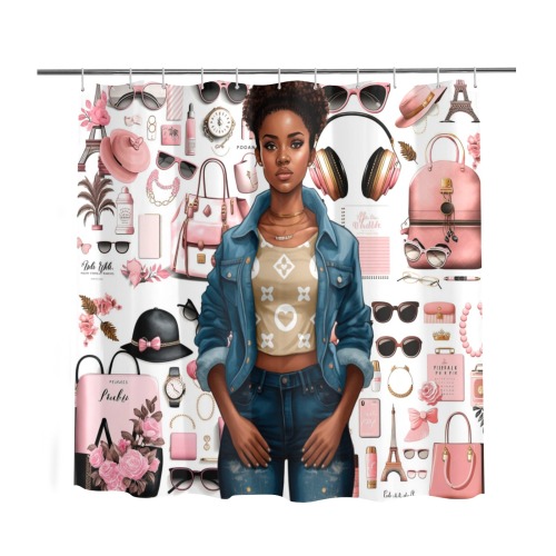 Fashion Black Girl   - Milan Templates - Rose Shower Curtain 69"x72"