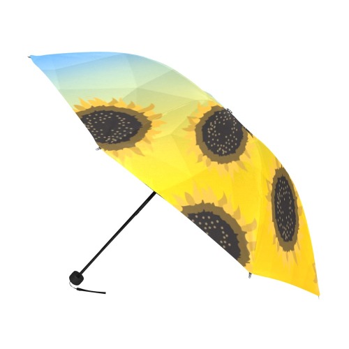 Ukraine yellow blue geometric mesh pattern Sunflowers Anti-UV Foldable Umbrella (U08)