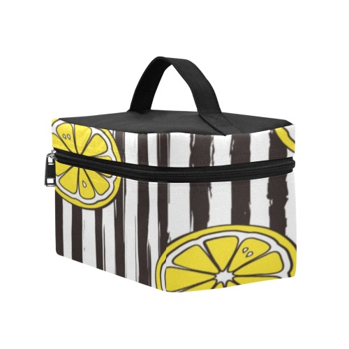 Lemon Stripe Cosmetic Bag/Large (Model 1658)