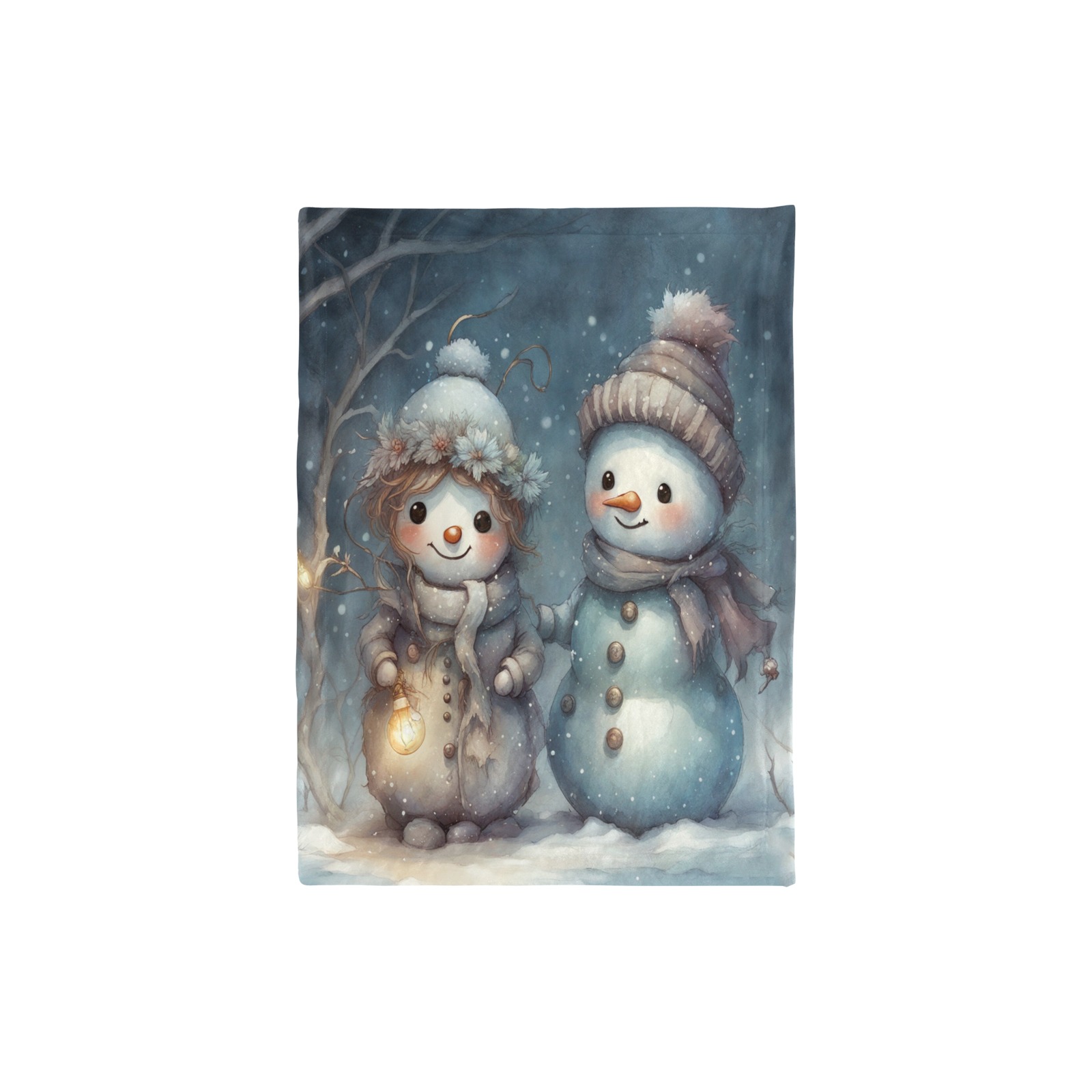 Snowman Couple Baby Blanket 30"x40"